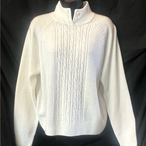 WOMENS WHITE CABLE SWEATER DRESS BARN SZ L BEAUTIFUL SOFT TOP PERFECT CONDITION